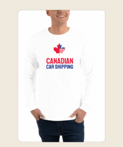 Canadian Car Shipping White Long Sleeve Tee – Branded with Logo & “Let’s Get Loaded!”