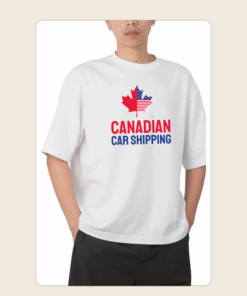 Canadian Car Shipping White T-Shirt – Branded Tee with “Let’s Get Loaded!” Back Print